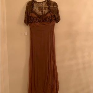 Beaded lace and sequins terani gown